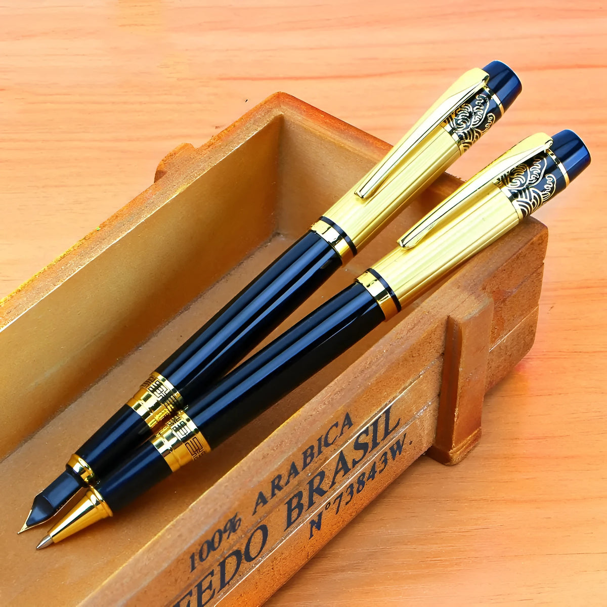 Patterned orb metal fountain pen with iridium nib, 901 specification, built-in rotating ink system, black colour