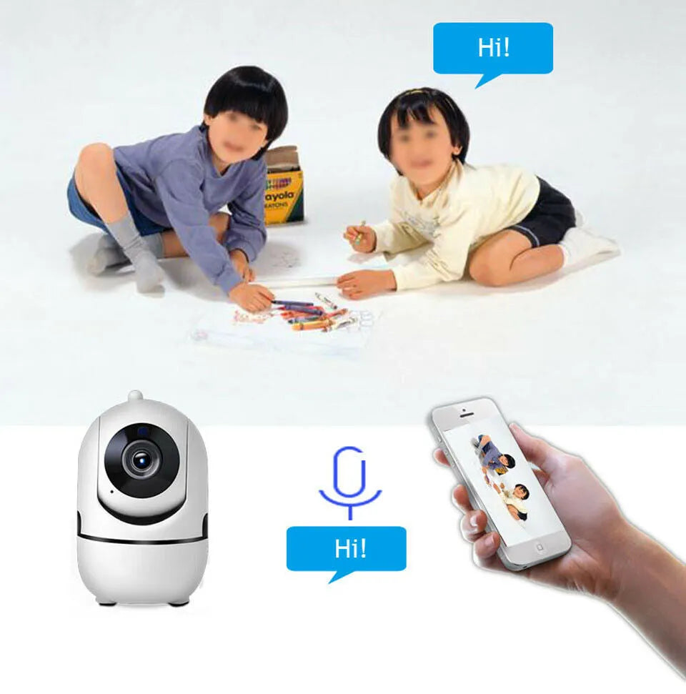White WiFi CCTV IP camera with 1080P night vision and 360° pan tilt for home security