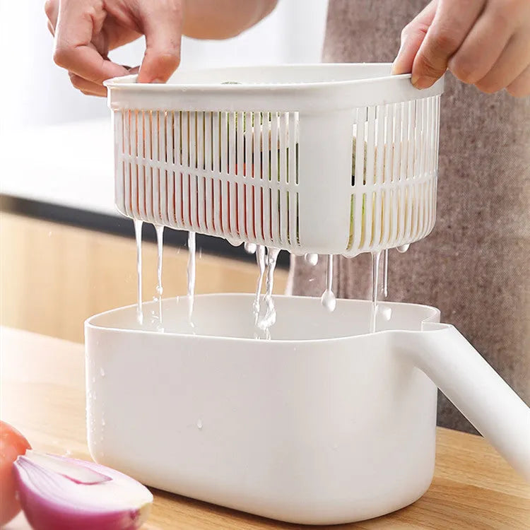 Nordic style multifunctional vegetable cutter with stainless steel blades in blue colour.