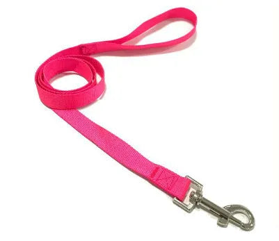 Solid colour polyester dog hand holding rope showing available colour options and size specifications