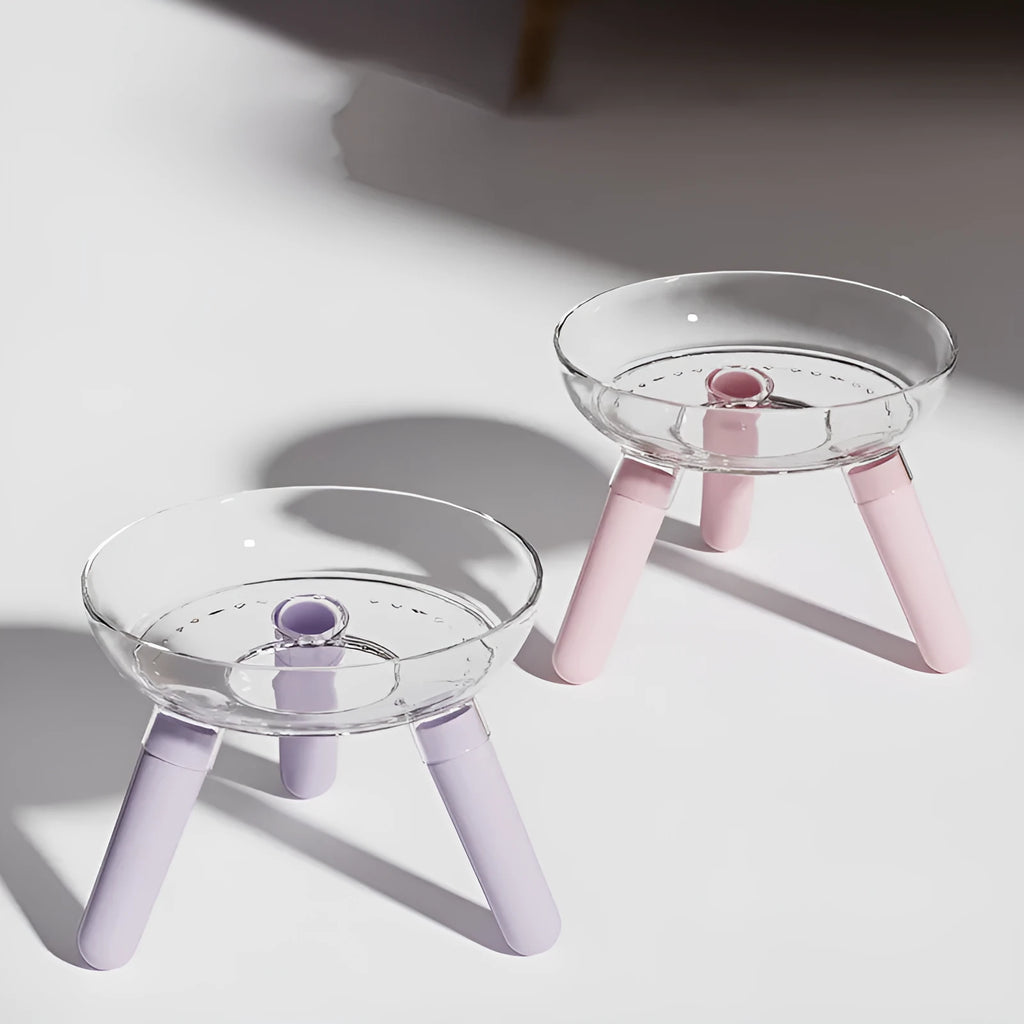 Triangle stable PC pet feeding bowl in transparent with 18.2cm diameter for cats and dogs