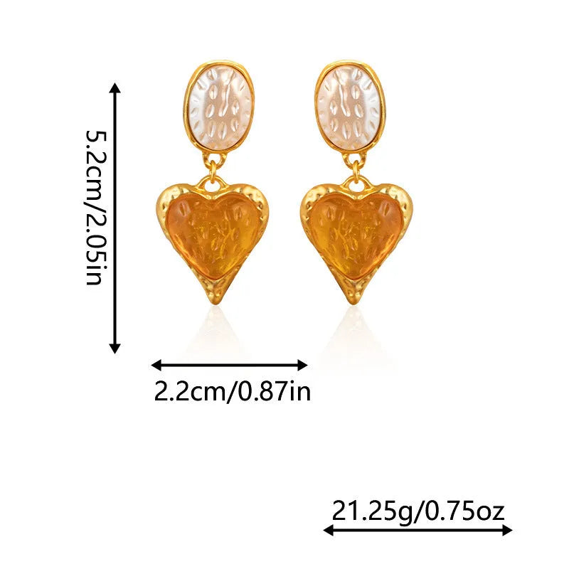 Silver pleated oval love heart stud earrings in purple, red, green, and yellow white colours.