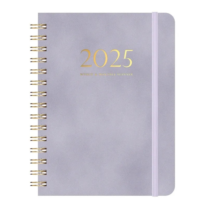 A5 leather notebook with metal coil binding in multiple colour options including black, blue, brown and green