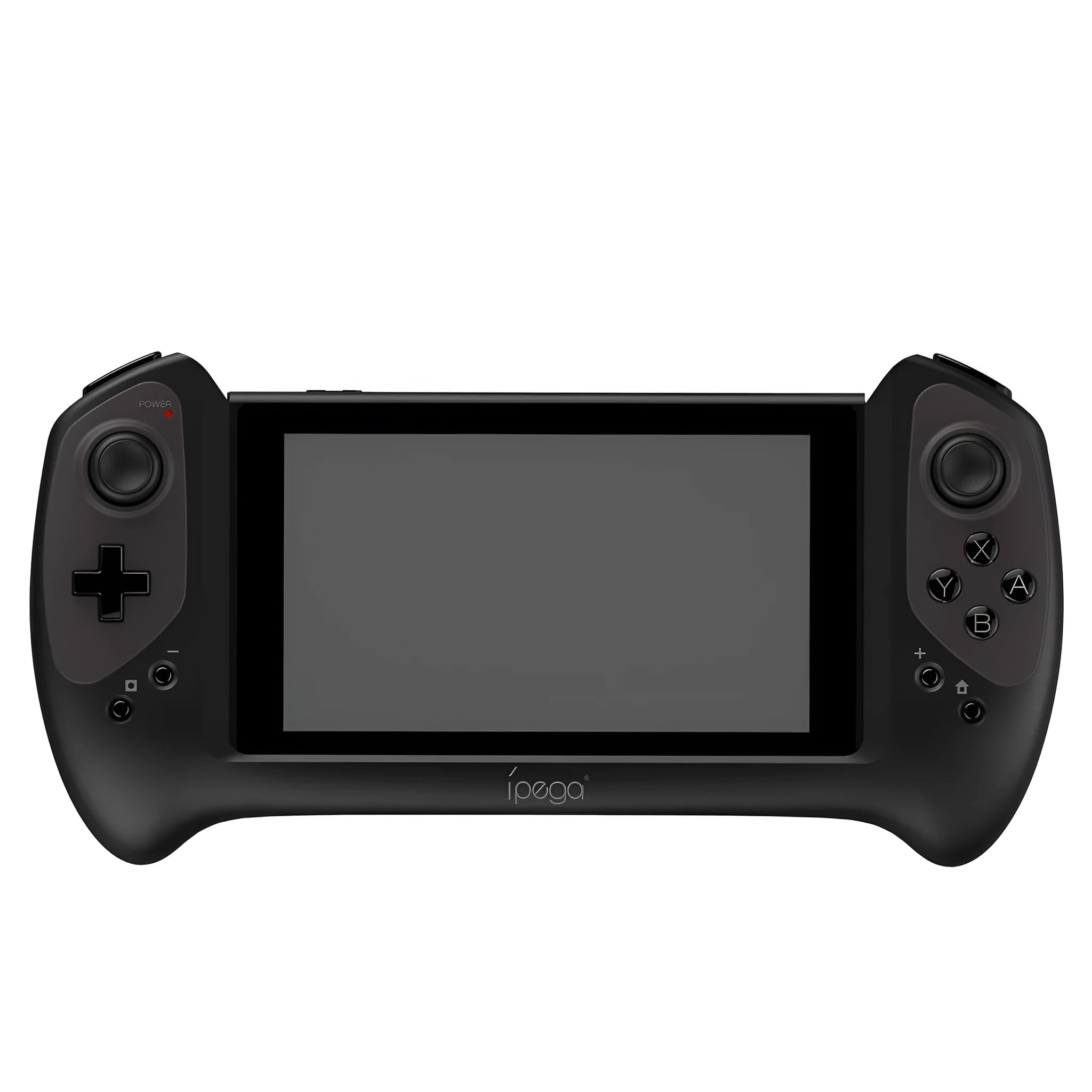 Black wireless gamepad for Nintendo Switch with ergonomic grips and textured analogue sticks