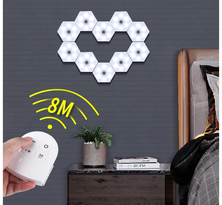White rectangular wireless remote control touch pat light unit showing compact size.
