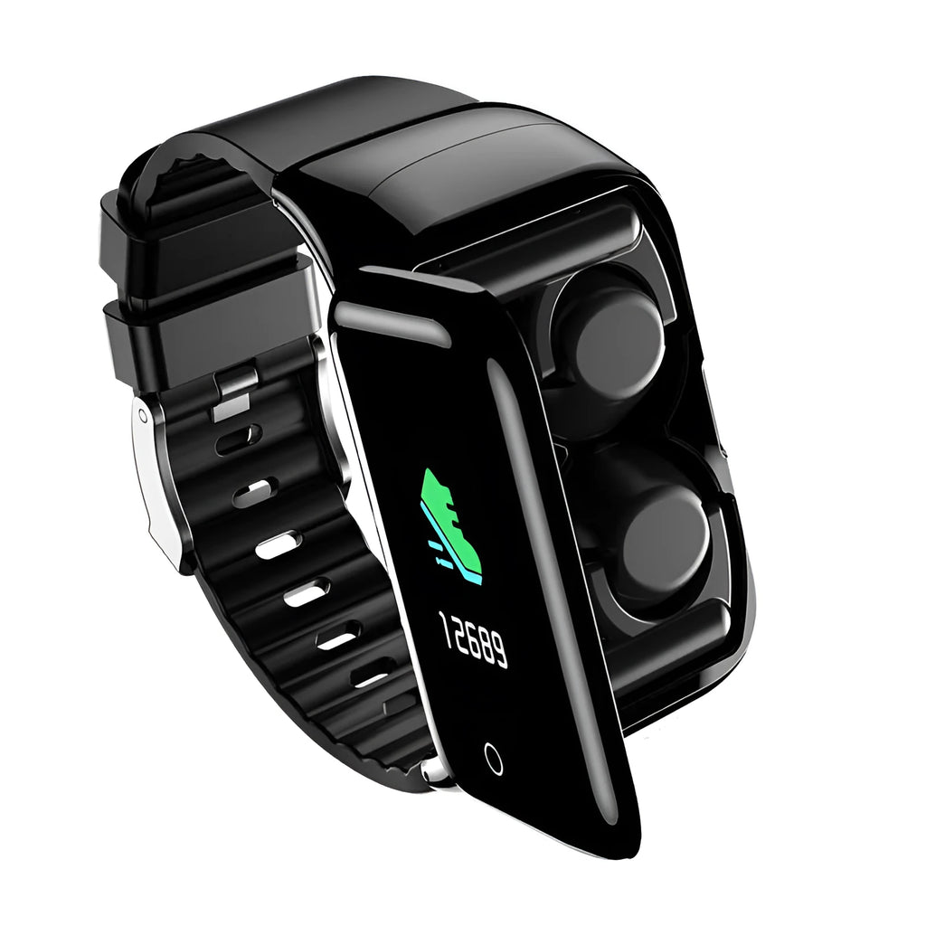 Black smart watch bracelet with 1.1 inch TFT screen for blood pressure, heart rate and sleep monitoring