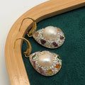 Natural freshwater pearl teardrop copper earrings for women colourful diamond inlay dangle style
