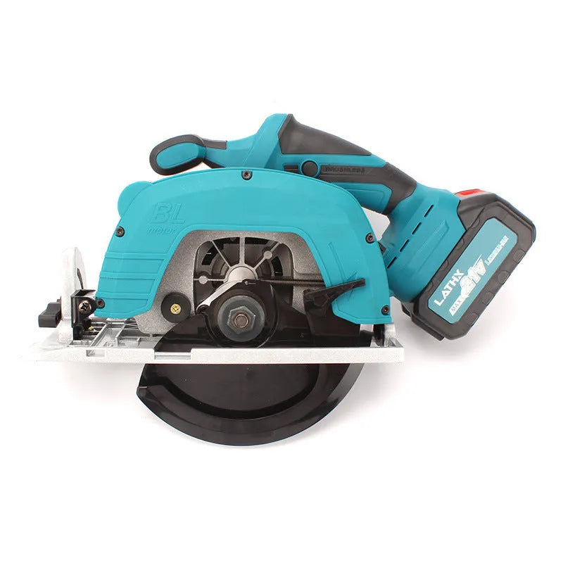 7-inch cordless electric circular saw with 21V lithium battery, two batteries and one charger for wood cutting