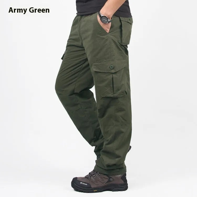 Men's thick wool-lined overalls in stone-washed cotton with straight-leg design