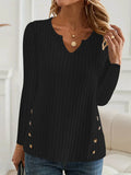 Casual button-front polyester sweater in Japanese Korean style, black or grey green colour