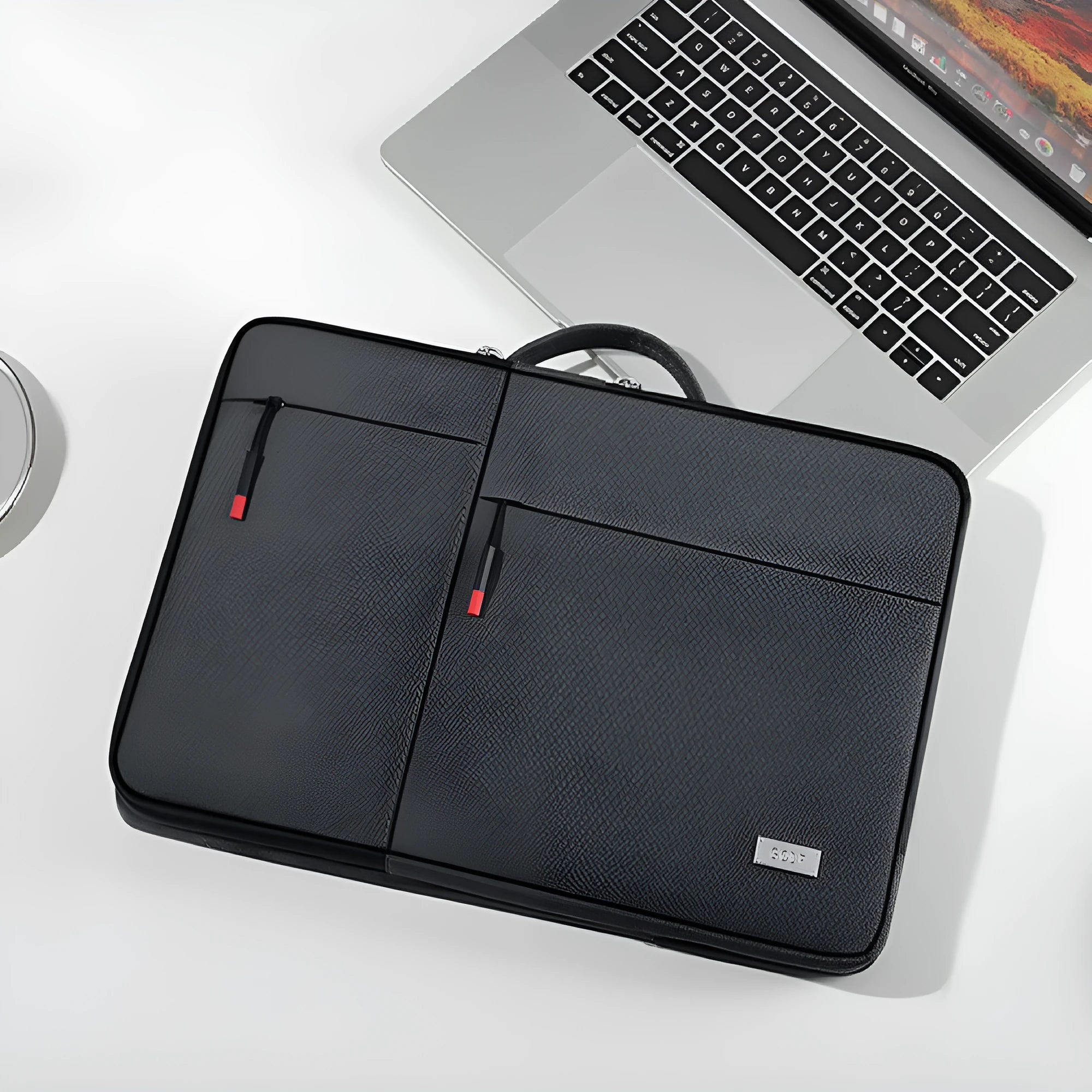 Men's 14-inch laptop shoulder bag in dark gray Oxford fabric with shockproof protection