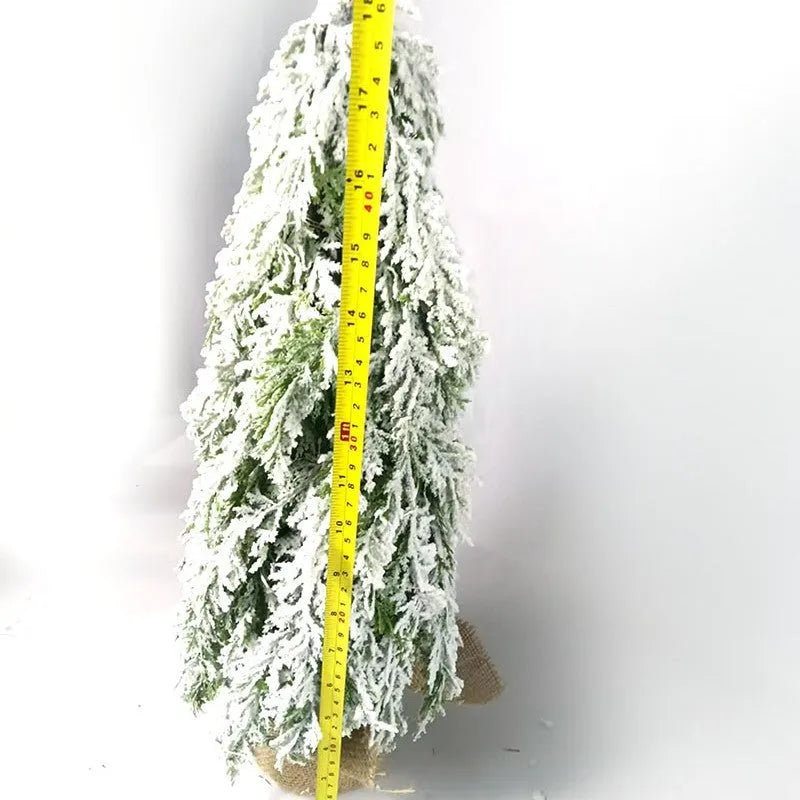 24-inch green artificial Christmas tree with integrated lights and PE snow sprayer decoration