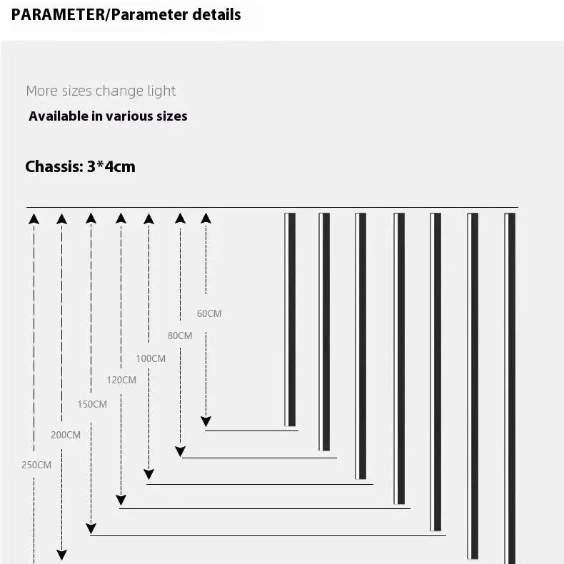 80cm black aluminium LED strip wall lamp with PC shade and touch-controlled light colour changing