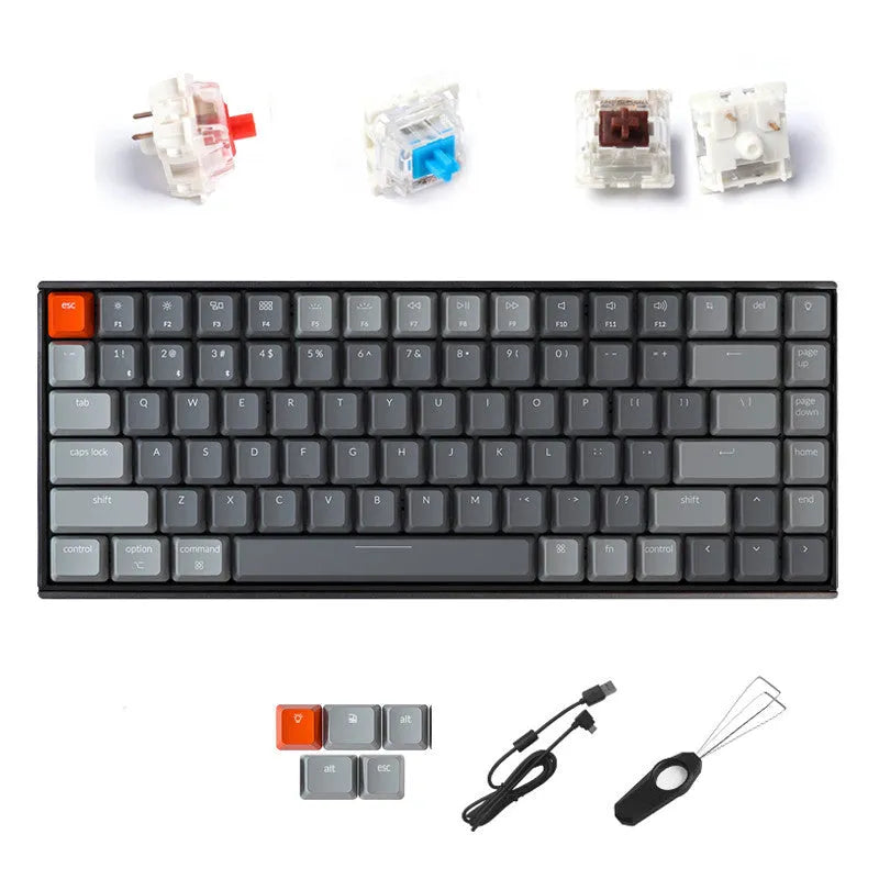 87-key mechanical keyboard with USB Bluetooth Type-C, green brown red shaft options, white light basic model