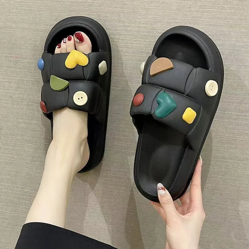 Pair of PVC toe ring slippers with non-slip injection moulded sole, breathable deodorant design, summer home flip flops.