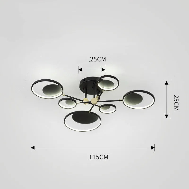 Modern glass molecular ceiling light with LED illumination, 720mm diameter, three colour options