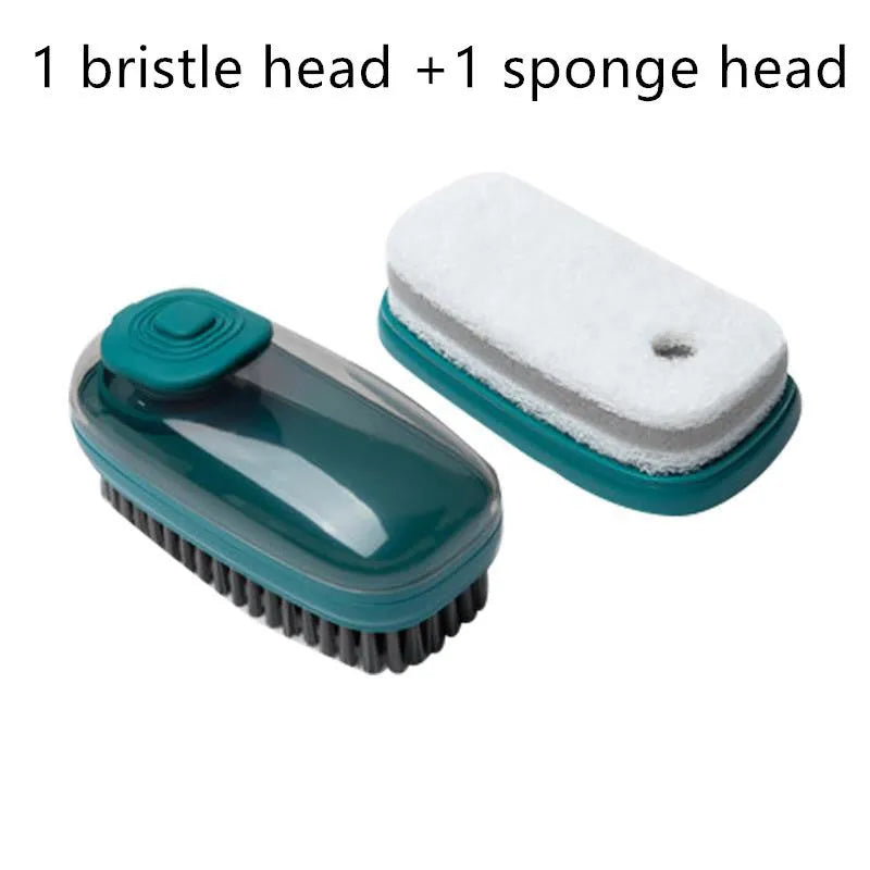 Automatic liquid cleaning brush with ergonomic ABS handle in blue, green and red colour options