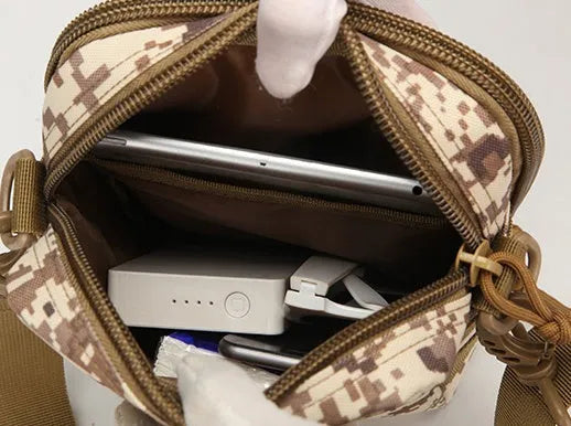 Molle crossbody bag in 800D Oxford, 25x17x10cm, with front and side MOLLE and two front sub-bags