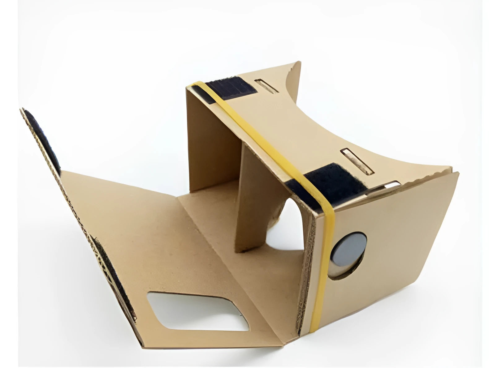 Pink and white cardboard VR glasses headset for smartphones up to 6 inches.