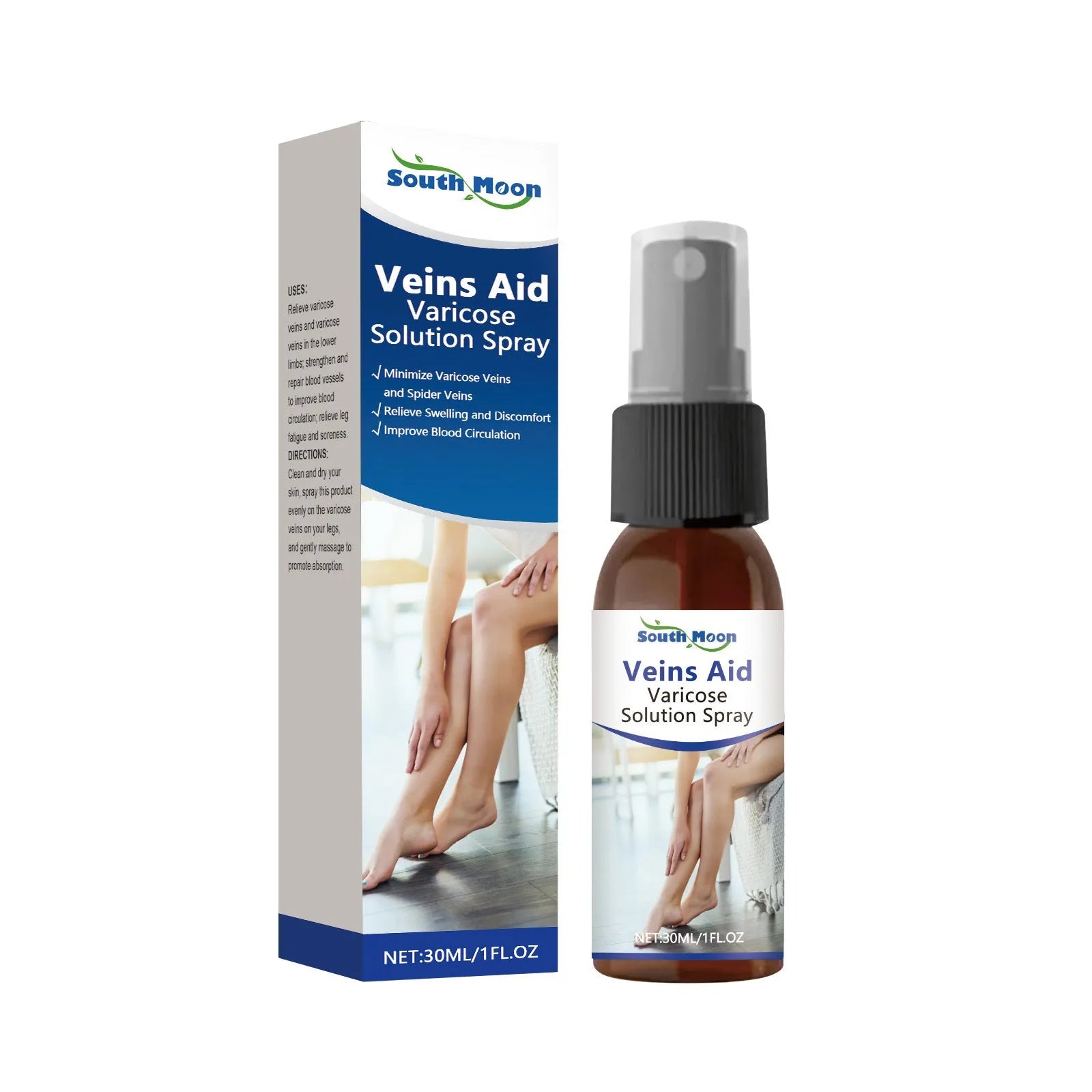 Leg Care Spray Daily Massage 30ml bottle with menthol ginger horse chestnut ingredients