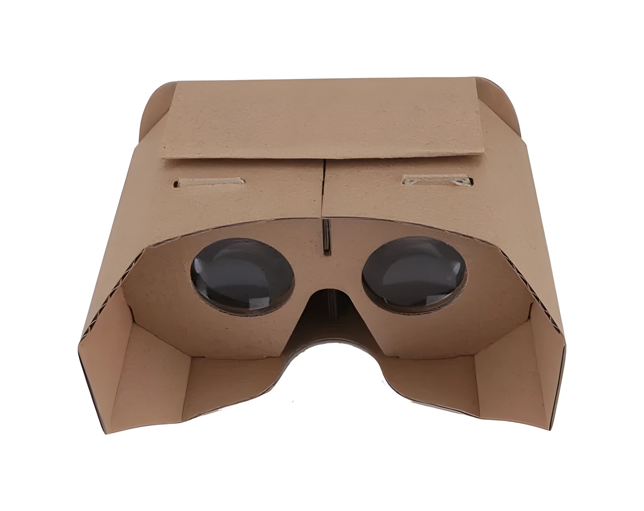 Paper virtual reality glasses for mobile phones showing 3D content