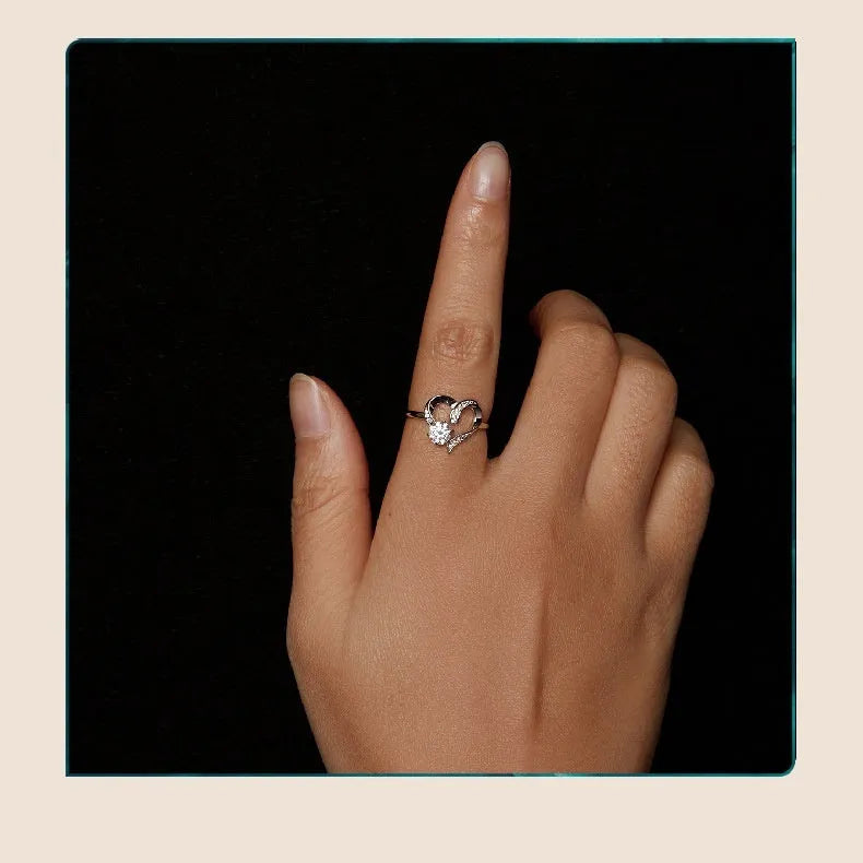 Heart-shaped electroplated ring for women, US sizes 6, 7 and 8, 0.5ct certificate colour option