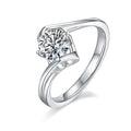 1 carat moissanite solitaire ring in S925 silver with platinum plating, sizes 5 to 9, GRA certificate and gift box