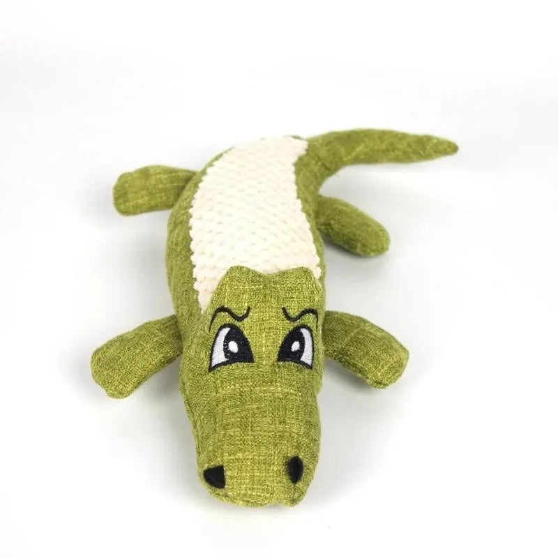 Blue, green, and red corn grid patterned plush toys for cats and dogs with a biting sound feature.