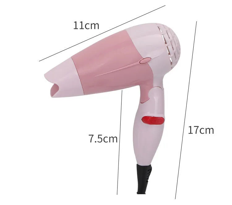 Electric hair dryer 600W with three gears, high temperature resistant AB material, and flame retardant power cord