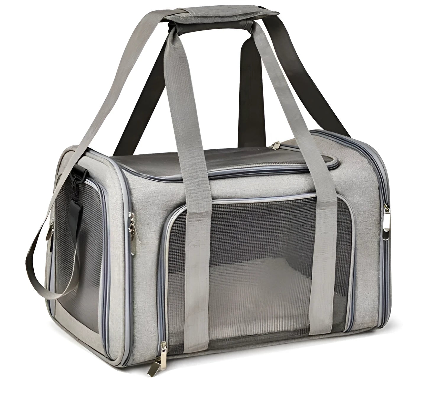 Pet travel backpack made of cationic linen fabric in blue colour, 44x28x28cm size for cats and small dogs