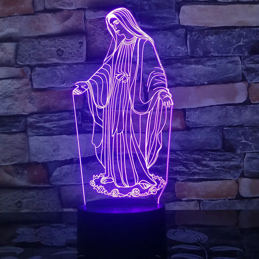 3D LED night light for kids with colourful dual-ring pattern on acrylic panel and remote control.