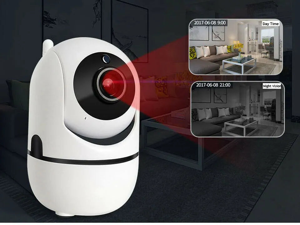White WiFi CCTV IP camera with 1080P night vision and 360° pan tilt for home security