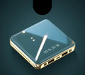 Compact blue mini power bank with 20000mAh capacity and multi-U port on cylindrical aluminium shell