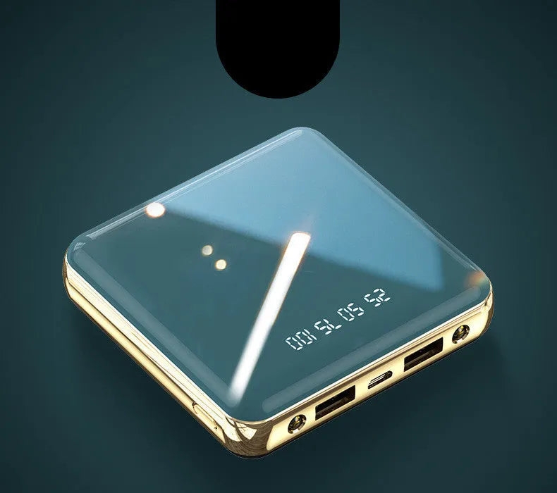 Compact blue mini power bank with 20000mAh capacity and multi-U port on cylindrical aluminium shell