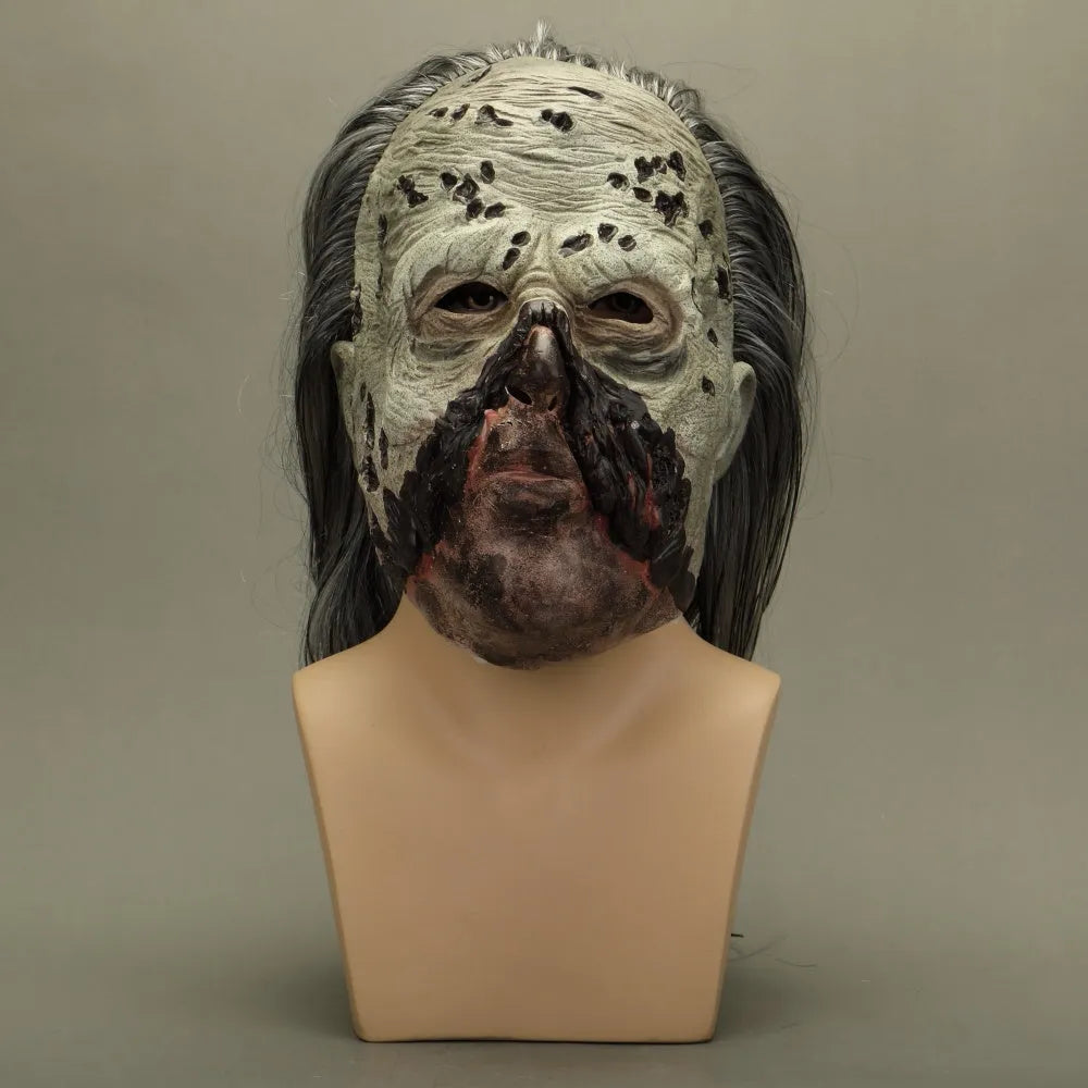 Walking Dead style latex head mask in Beta colour, free size for 55cm-62cm head circumference, Halloween costume accessory