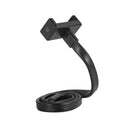 Flexible adjustable silicone and aluminium hose phone holder bent into an S-shape.