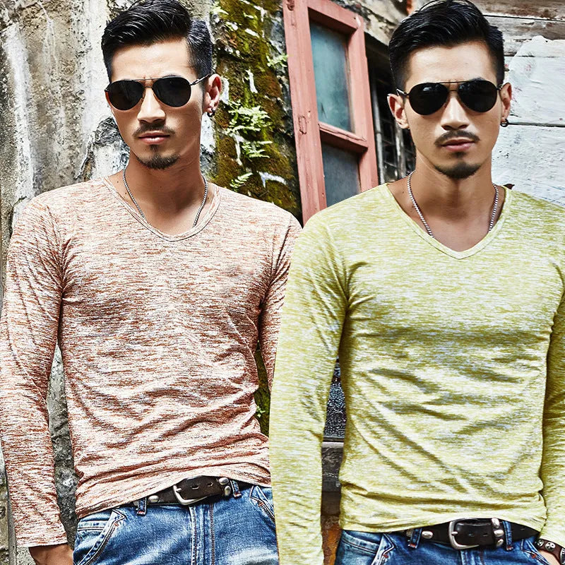 Men's long sleeved camouflage leisure T-shirt in cotton blend fabric for autumn winter casual wear