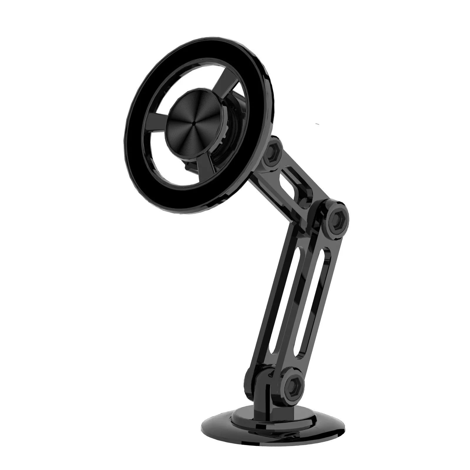All-metal magnetic car phone holder with magnetic rings and spare adhesives in multiple colour options