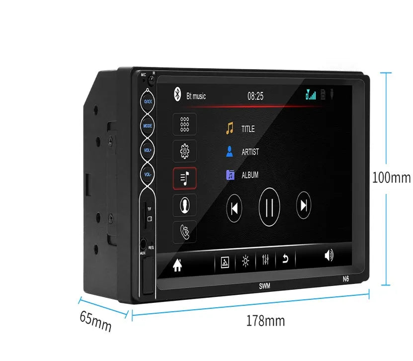 7-inch double DIN car radio MP5 player with colourful LED 800x480 TFT touchscreen Bluetooth USB SD