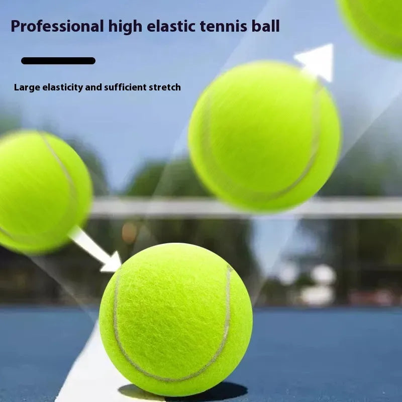 Pack of 10 high-elastic training tennis balls in multi-colour chemical fibre construction