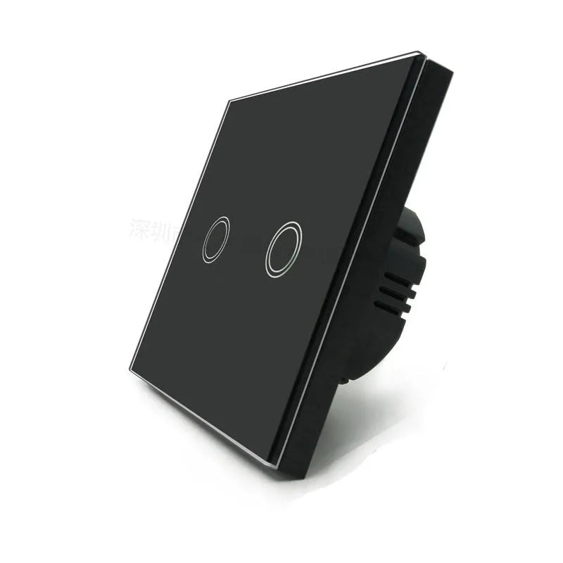86 type tempered glass touch switch for low power lighting in black, gold or white finishes