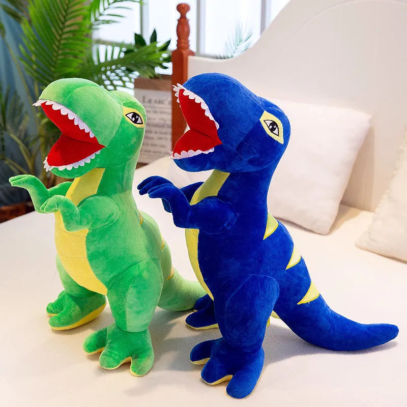 Soft plush dinosaur toy for children sleep comfort, blue colour, short plush fabric, 45cm height