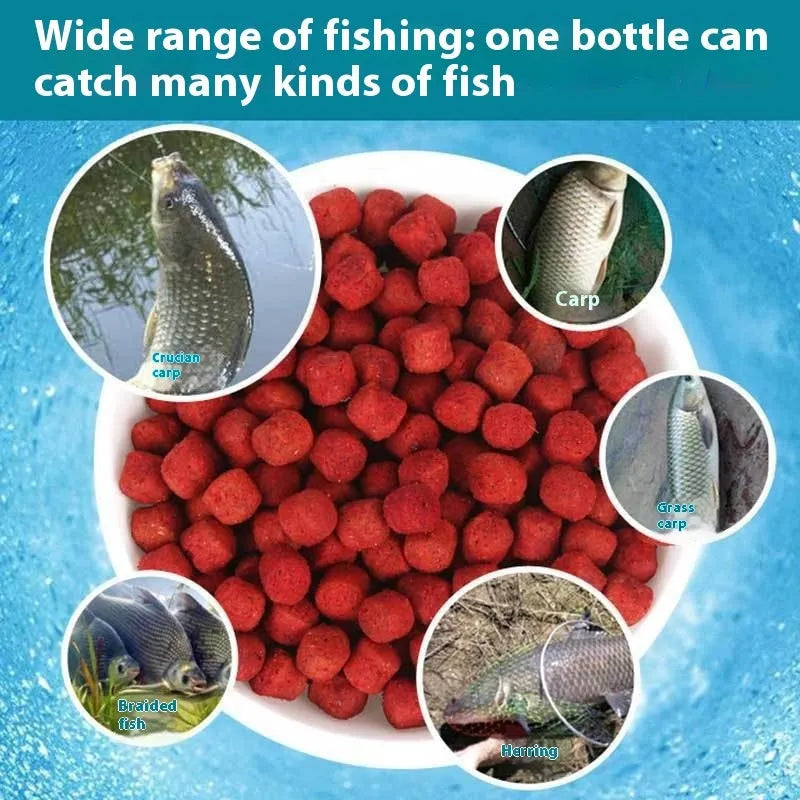 Bottle of grass green lazy particle fishing bait for freshwater crucian carp
