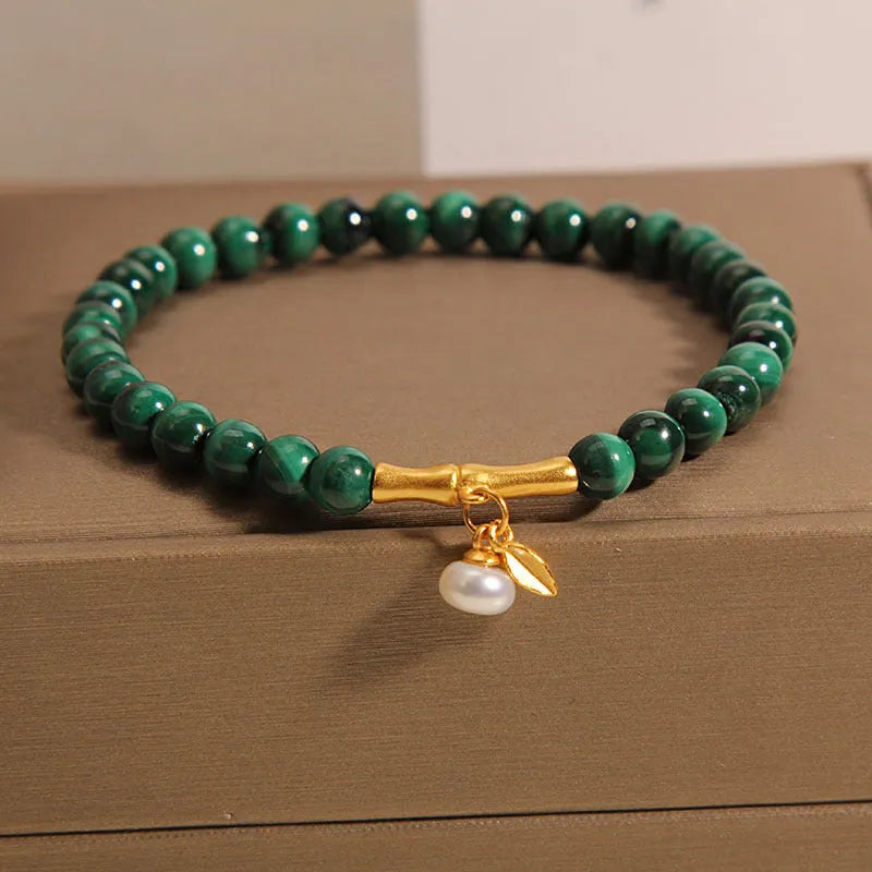 Women's white crystal lucky bamboo bracelet with adjustable high-rise design
