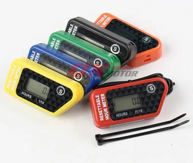 Black waterproof LCD single timing maintenance reminder timer for vehicles and machinery.