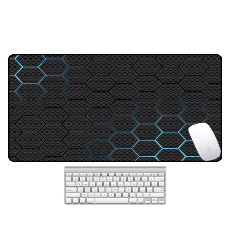 Large computer desk pad with printed pattern and natural rubber non-slip base for office and gaming use