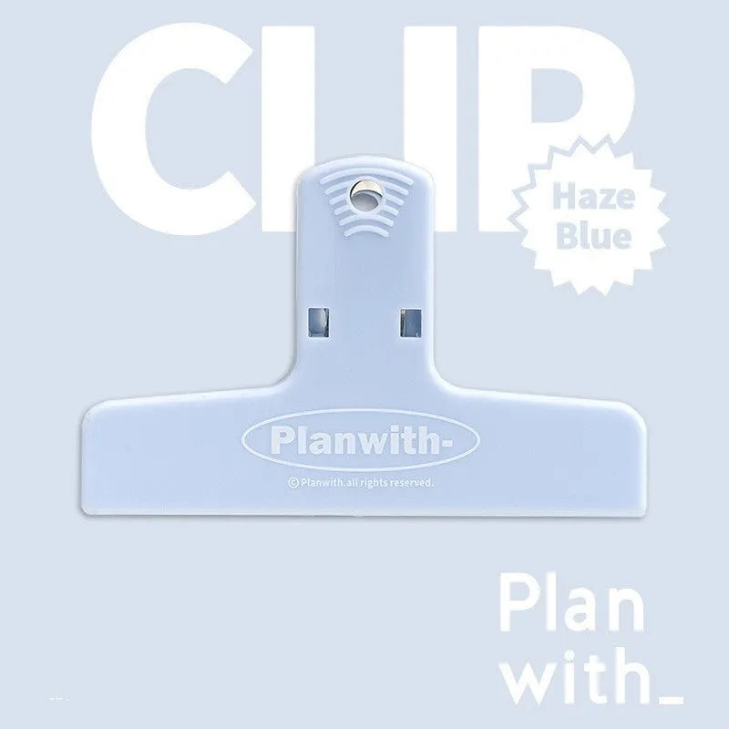 RosyPosy Japanese Wind Cream magnetic bill clip in Haze Blue colour on a table.
