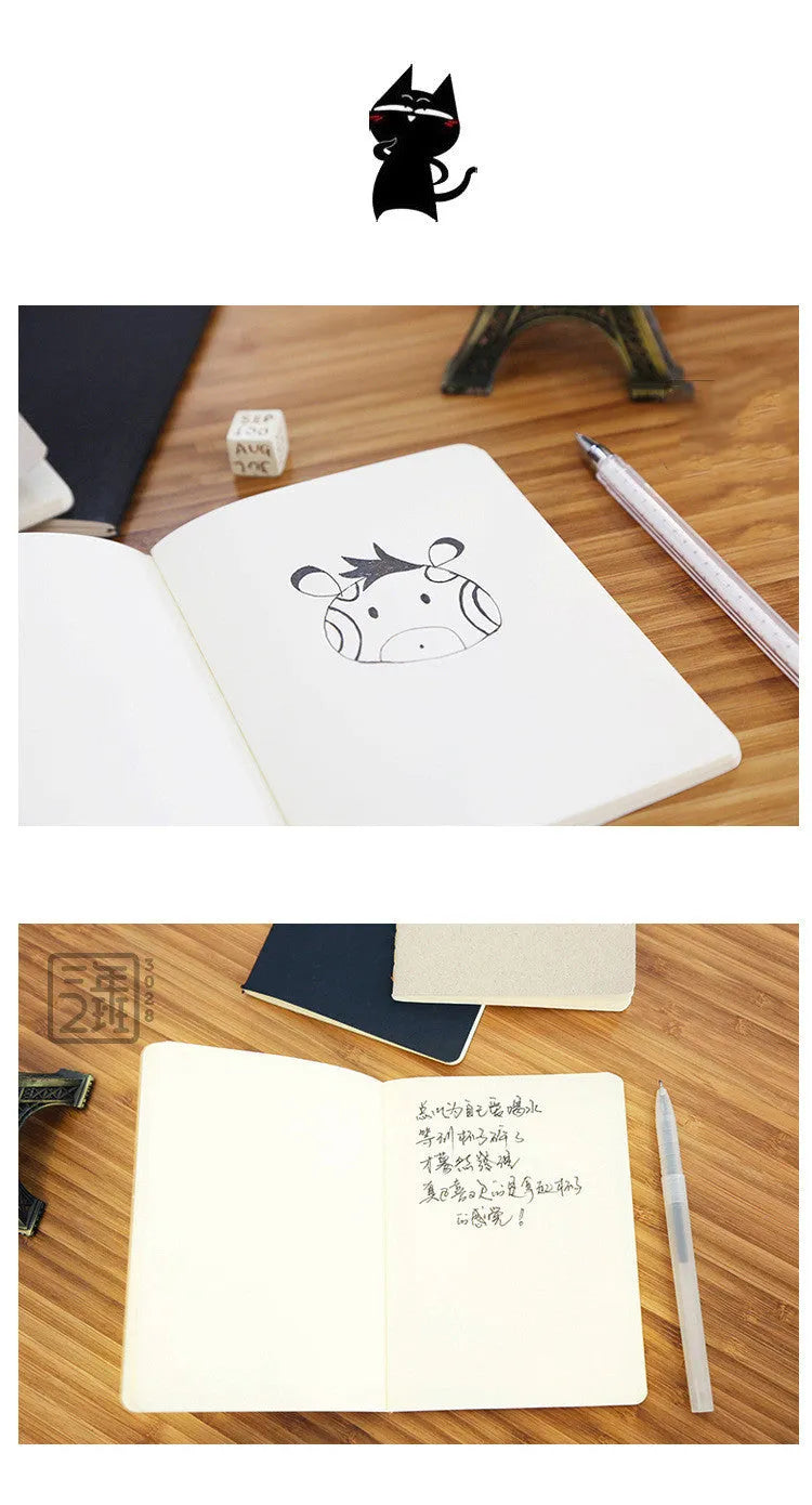 Retro graffiti book with solid colour cover in four options: black, white, cowhide colour and grey