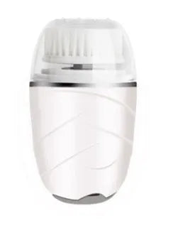 3-in-1 electric facial cleanser with dual speed brush heads and waterproof body in gold, pink, and white