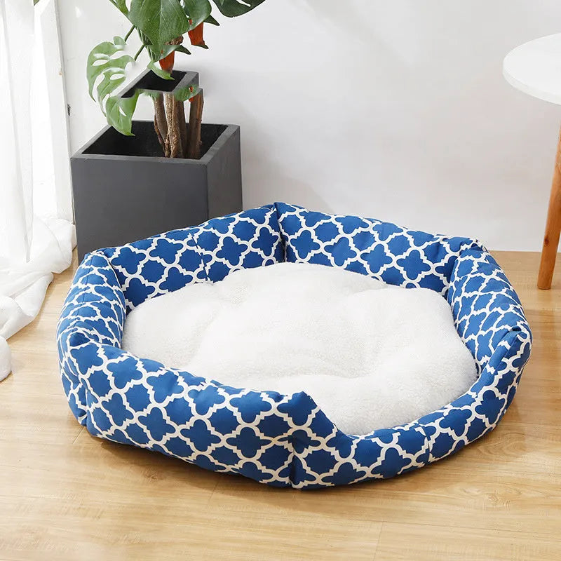50cm indoor pet nest in deerskin velvet and cotton cloth with PP cotton filling, blue or white